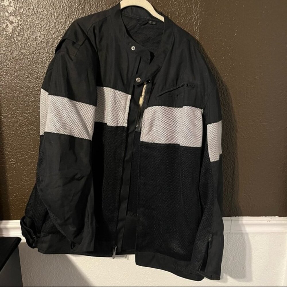 Black Street & Steel Zip Up Armored Motorcycle Jacket, Size 5XL